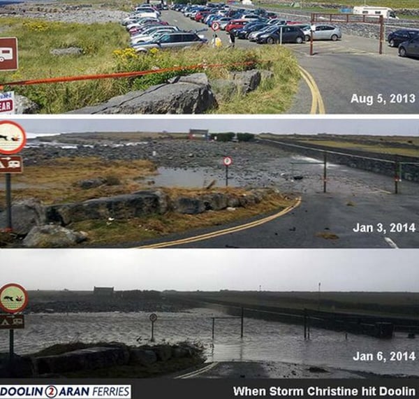 This image from Doolin2Aran Ferries shows differing views of the car park in Co Clare