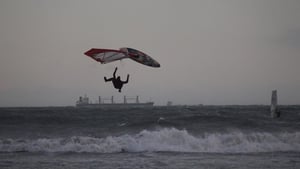 Windsurfers take advantage of the conditions at Dollymount Beach in Dublin (Pic: Ciara Bregazzi)
