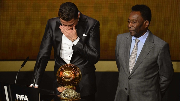 Ronaldo fights back the tears alongside Brazil legend Pele
