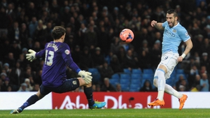 Alvaro Negredo scored with this effort just after the restart to give City a two-goal buffer