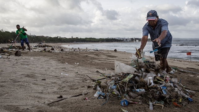 'Trash season' on Indonesia's Kuta Beach