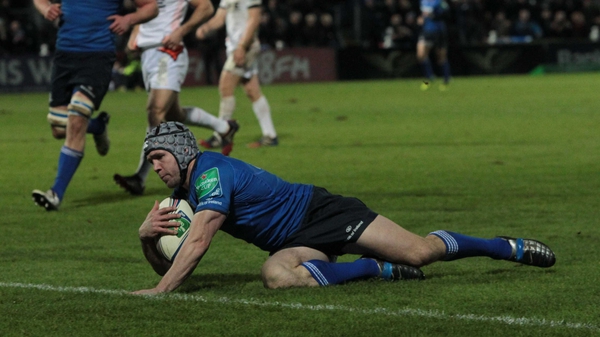 Isaac Boss crosses the whitewash for Leinster