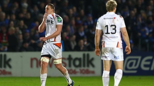 Ian Evans is sent from the pitch at the RDS