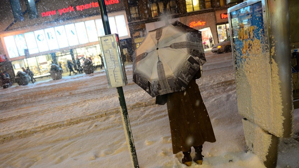 A storm alert was issued in New York with as much as 30cm of snow forecast
