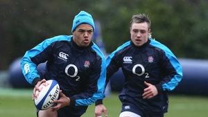 Luther Burrell (left) and Jack Nowell training ahead of England's clash with France