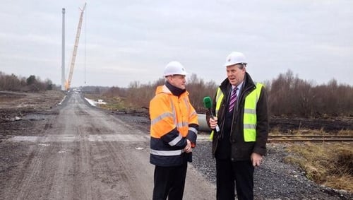 John Reilly was speaking at the construction site for the tallest wind turbine in Ireland at Mount Lucas in Co Offaly
