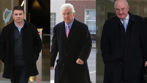Pat Whelan (L), Seán FitzPatrick (C) and William McAteer (R) have pleaded not guilty to the charges