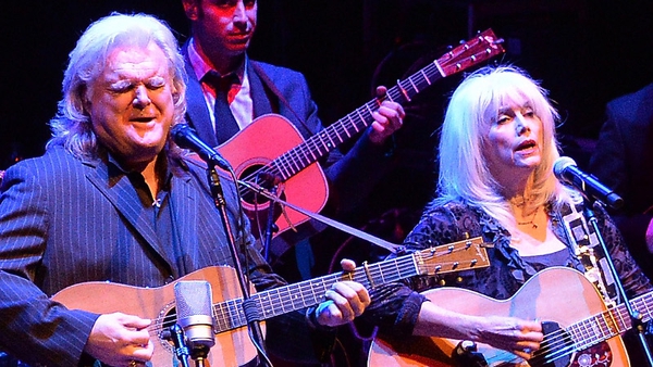 Emmylou Harris performing recently with Ricky Skaggs at a CMA George Jones tribute concert.