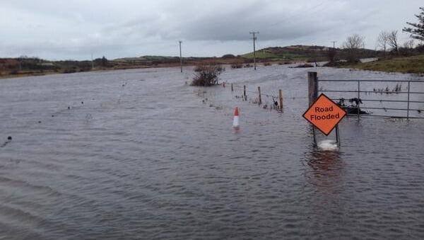 Flooding in Rosmindle, near Westport, Co Mayo earlier today