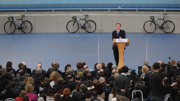 David Cameron was speaking at the Olympic Park in London