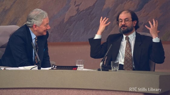 Gay Byrne and Salman Rushdie in The Late Late Show studio (1993)