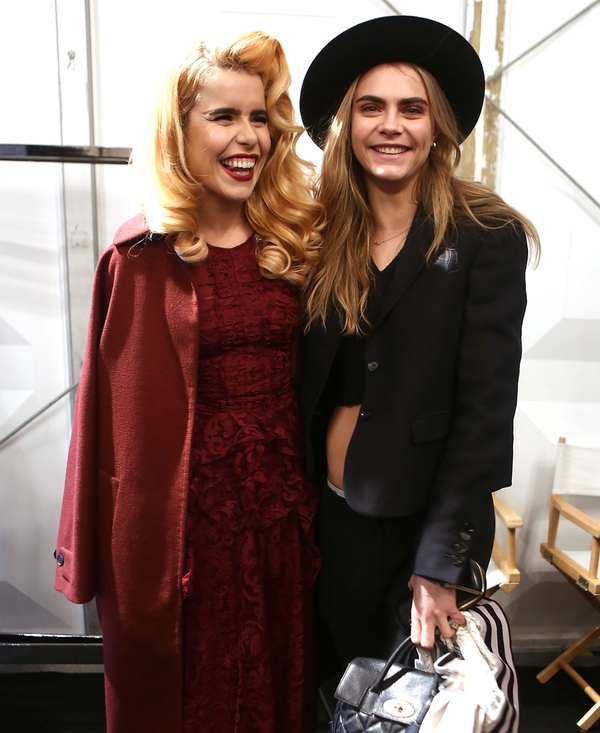 Paloma Faith and Cara Delevingne backstage at Burberry