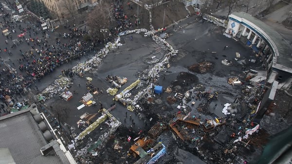 Barricades in Grushevskogo street in downtown Kiev (Pic: EPA)