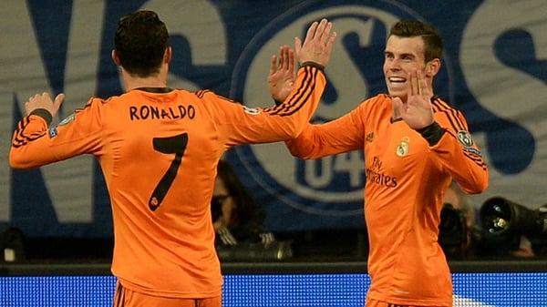 Brace boys Gareth Bale and Cristiano Ronaldo celebrate in Gelsenkirchen
