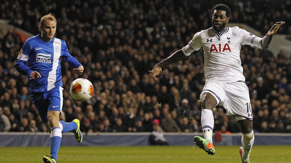Emmanuel Adebayor guides home Tottenham's third goal