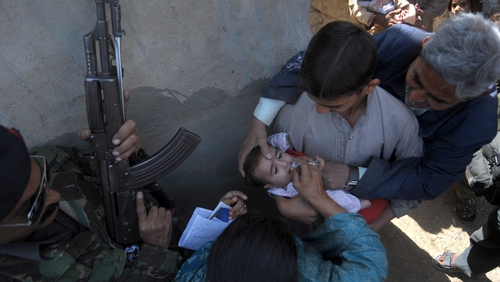 Taliban militants claim that the polio vaccination drive is a front for espionage or a conspiracy to sterilise Muslims