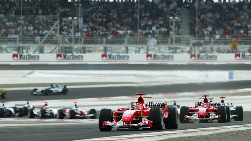 Michael Schumacher in the inaugural Bahrain race in 2004, a race the German won