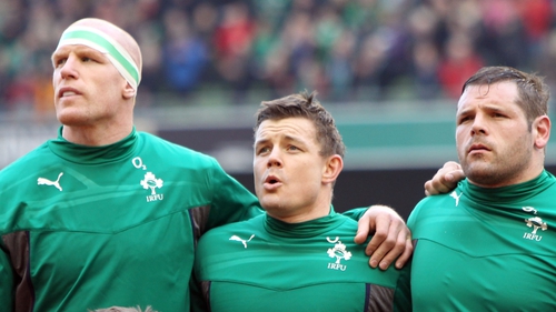 Paul O'Connell, Brian O'Driscoll and Mike Ross - Ireland can win the title with victory in France