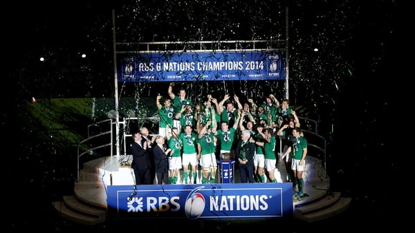Ireland lift the Six Nations trophy at Stade de France