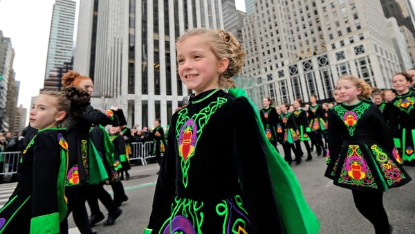 Irish dancers take part in the New York parade last year