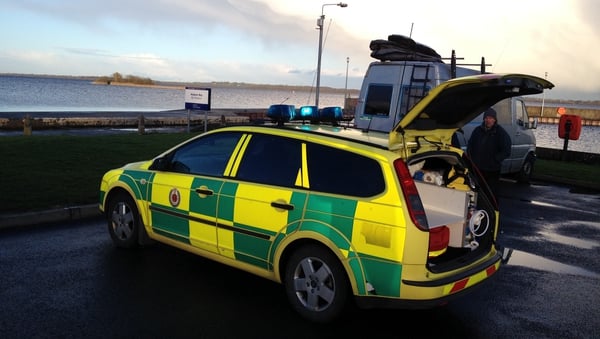 Emergency services at the scene of the search on Lough Ree