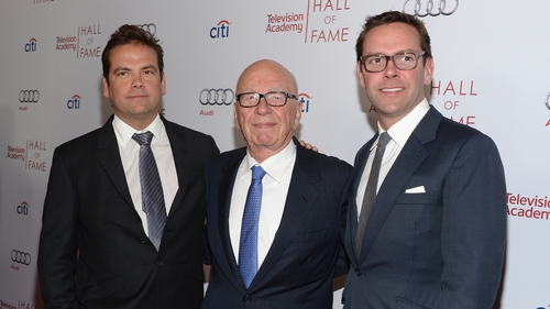 James Murdoch (right) and brother Lachlan with their father Rupert Murdoch