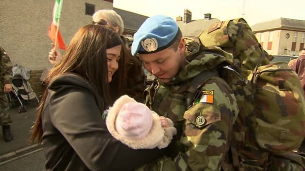 Private Lambe met his new daughter for the first time when he arrived at Casement Aerodrome