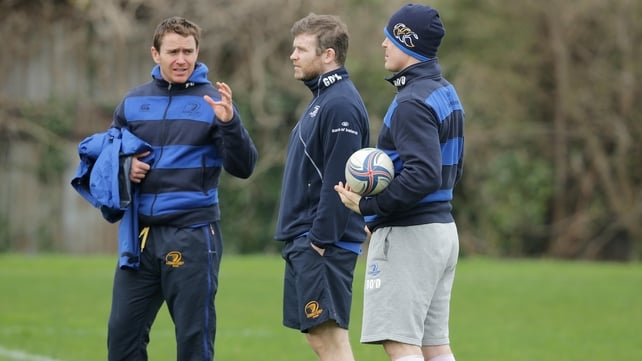 Gordon D'Arcy (centre) with Eoin Reddan (left) and Brian O'Driscoll (right)