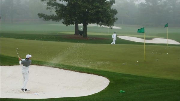 Rory McIlroy got some practice in at Augusta before the thunderstorm arrived