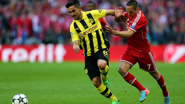 Ilkay Gundogan (L) scored for Borussia Dortmund in the 2013 Champions League final against Bayern Munich