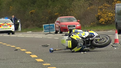 A garda was injured when his motorcycle was rammed by a stolen van