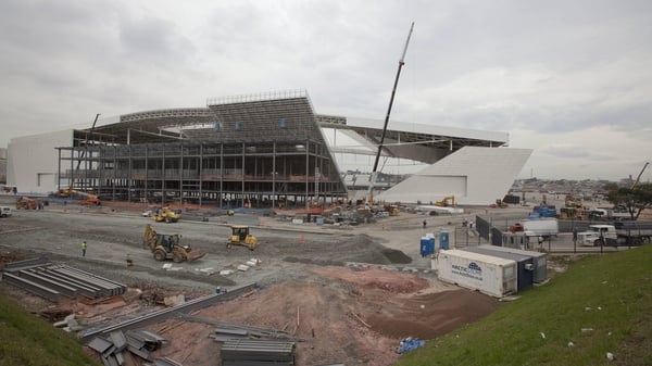 The stadium in Sao Paulo will be just about finished before the World Cup begins on 12 June (Pic: EPA)