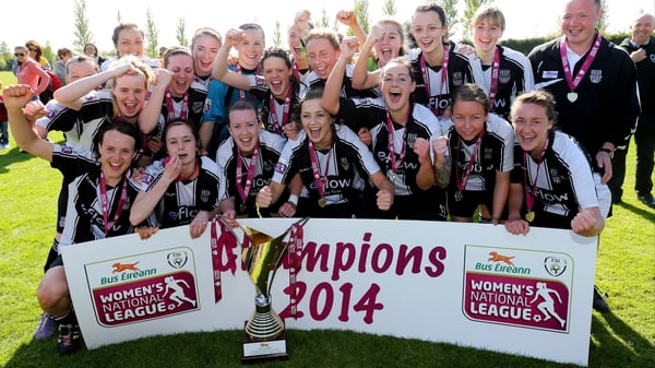 Raheny players celebrate their League title triumph