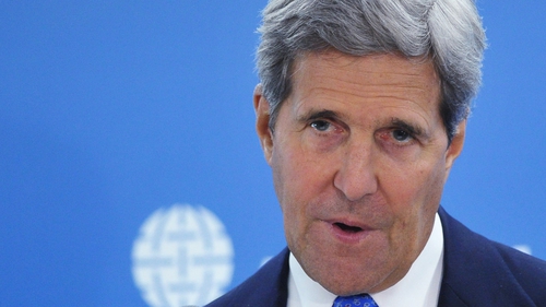 John Kerry said the Ukrainian crisis puts the model of global leadership at stake