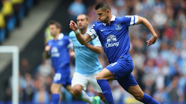 Kevin Mirallas in action during Everton's game against Manchester City at the Etihad Stadium on 5 October 2013