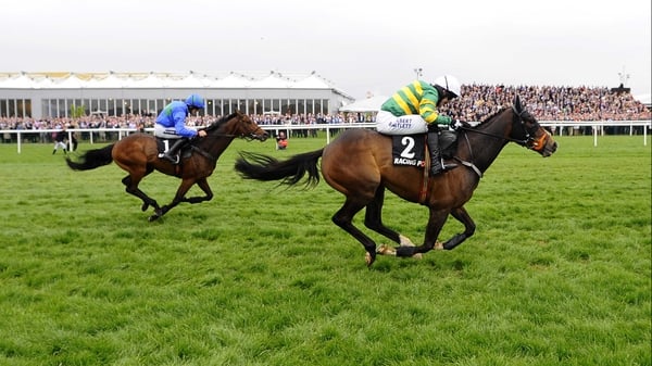 Jezki leads home Hurricane Fly - a four-time winner of the Racing Post Champion Hurdle - at Punchestown