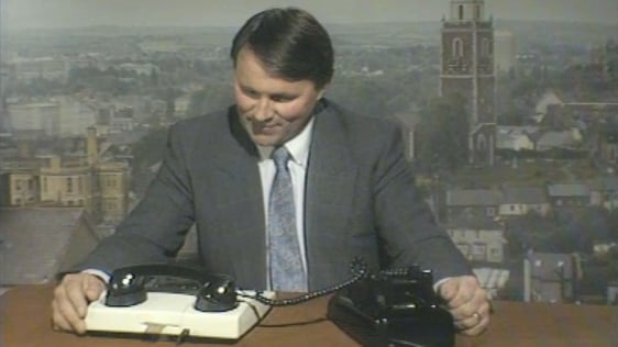 Tom O'Brien in RTÉ Cork studio (1989)