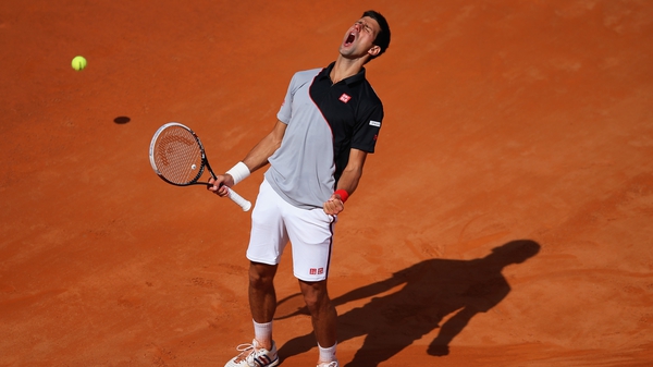 Novak Djokovic celebrates his victory in Rome
