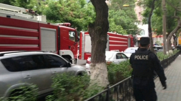 Emergency services rush to the scene of the blasts