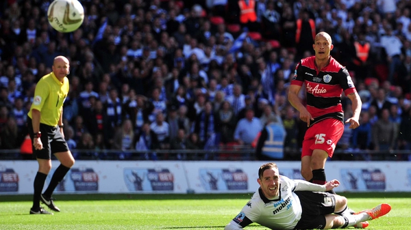 Bobby Zamora scores the goal that clinched promotion for QPR