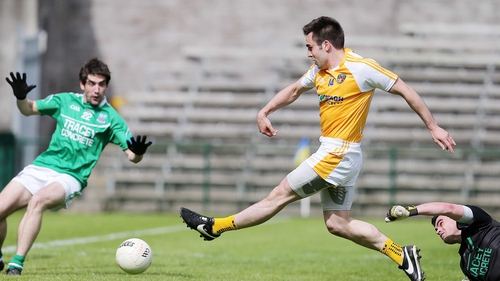Kevin Niblock slotted home for Antrim's first goal after 39 minutes