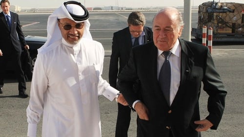 Former Qatari football official Mohamed Bin Hammam (L) and FIFA president Sepp Blatter (R) are at the centre of the corruption scandal