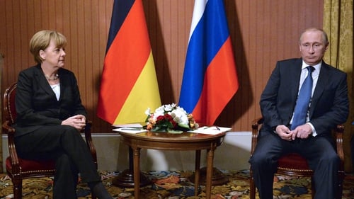 Angela Merkel frequently met Vladimir Putin during her 16 years in power (file pic)