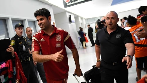 Diego Costa arrived back home in Brazil in high spirits