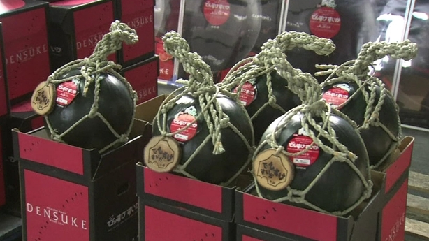 Watermelons auctioned in Japan