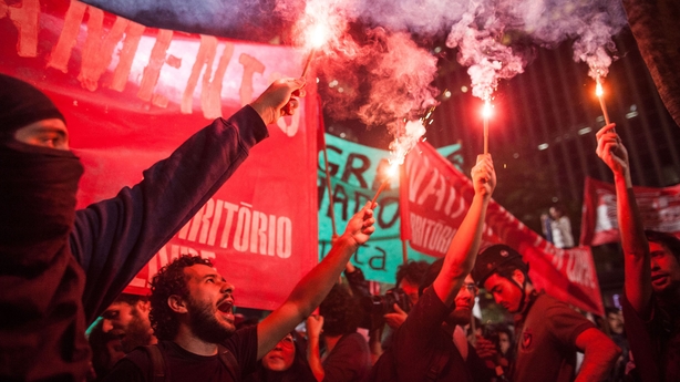 Demonstrators clash with police in Sao Paulo