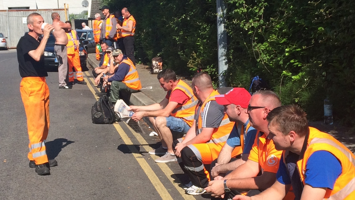 Picketer at Greyhound Household Waste struck by car Morning Ireland