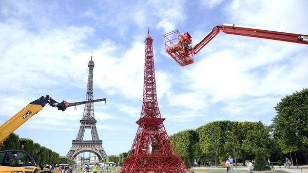 A 13-metre red tower has been temporarily set up to help the landmark celebrate its 125th anniversary