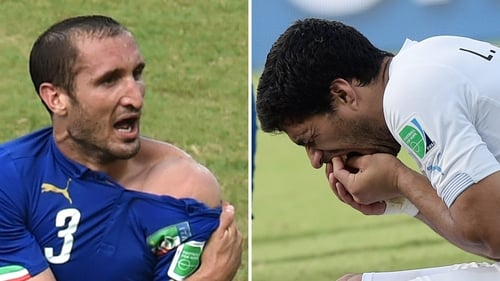 Luis Suarez bit Giorgio Chiellini in Uruguay's win over Italy