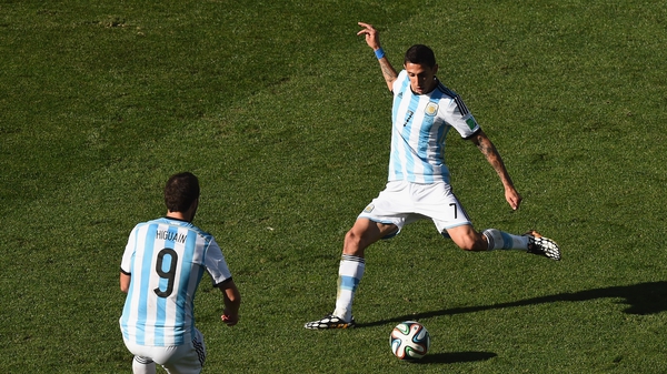 Angel Di Maria (R) starred for Argentina at the World Cup in Brazil
